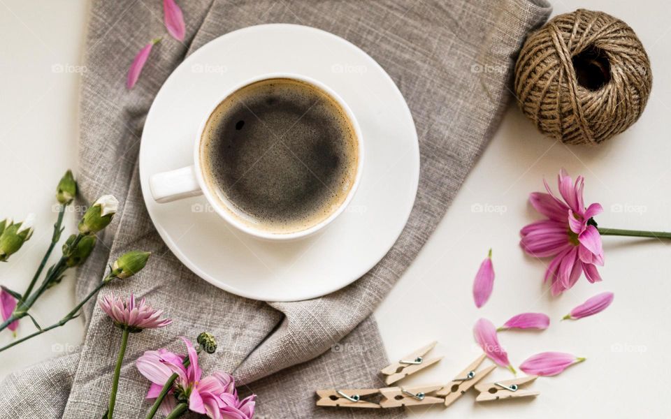 A cup of coffee from above 