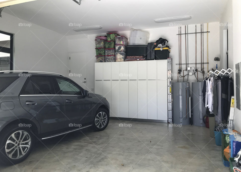 House garage with car inside