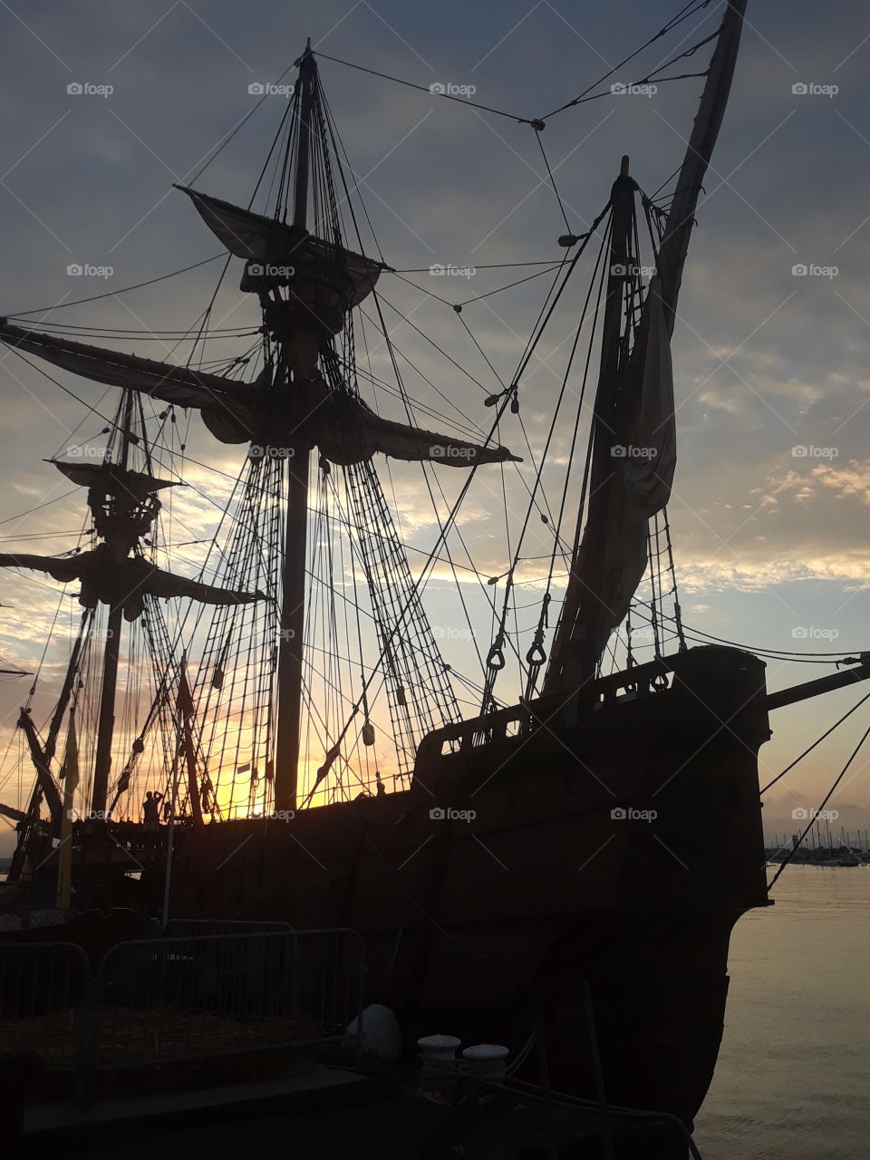 older boat in sunset