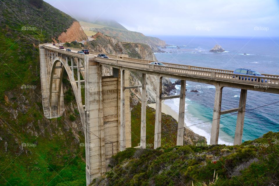 Scenic view of the iconic Bixby Bridge in California 