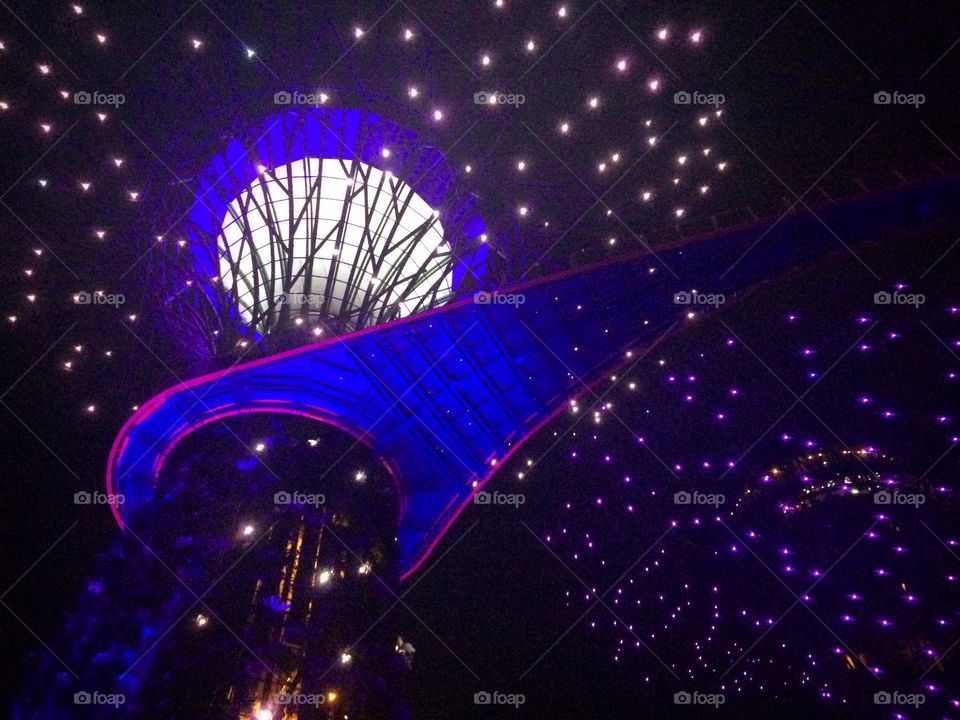 Light show of giant trees in Singapore