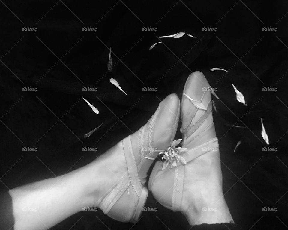 Ballet slippers and flowers around