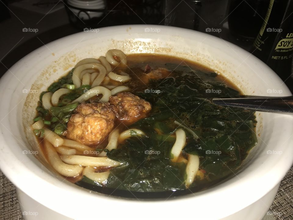 Udon Noodles with Crab Meat Balls