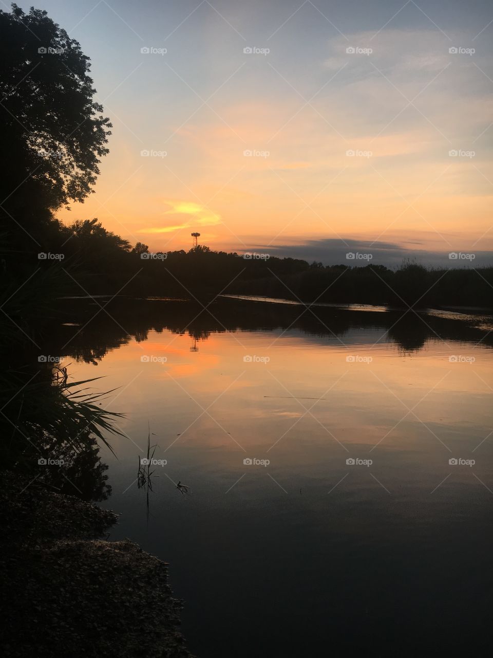 Sunset, Water, Lake, Dawn, No Person