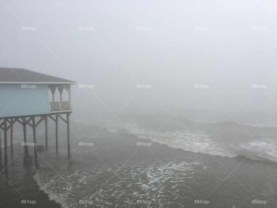 View of beach in fog