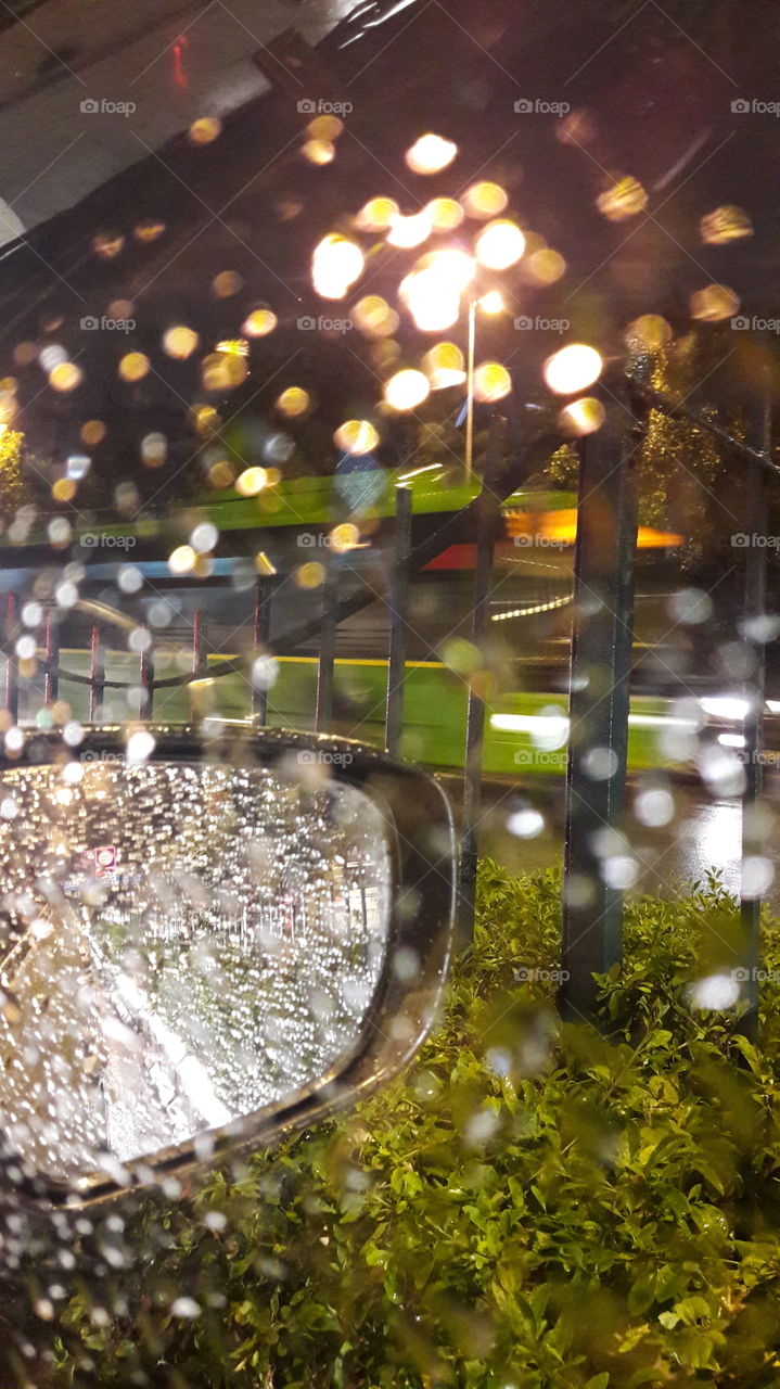 A rainy day 
Driving in the rain