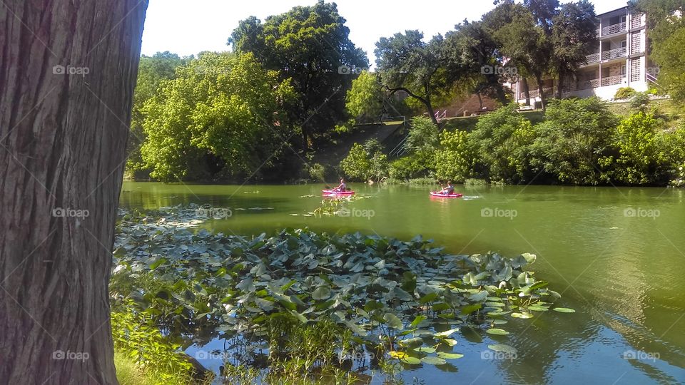 Kayaking down the river