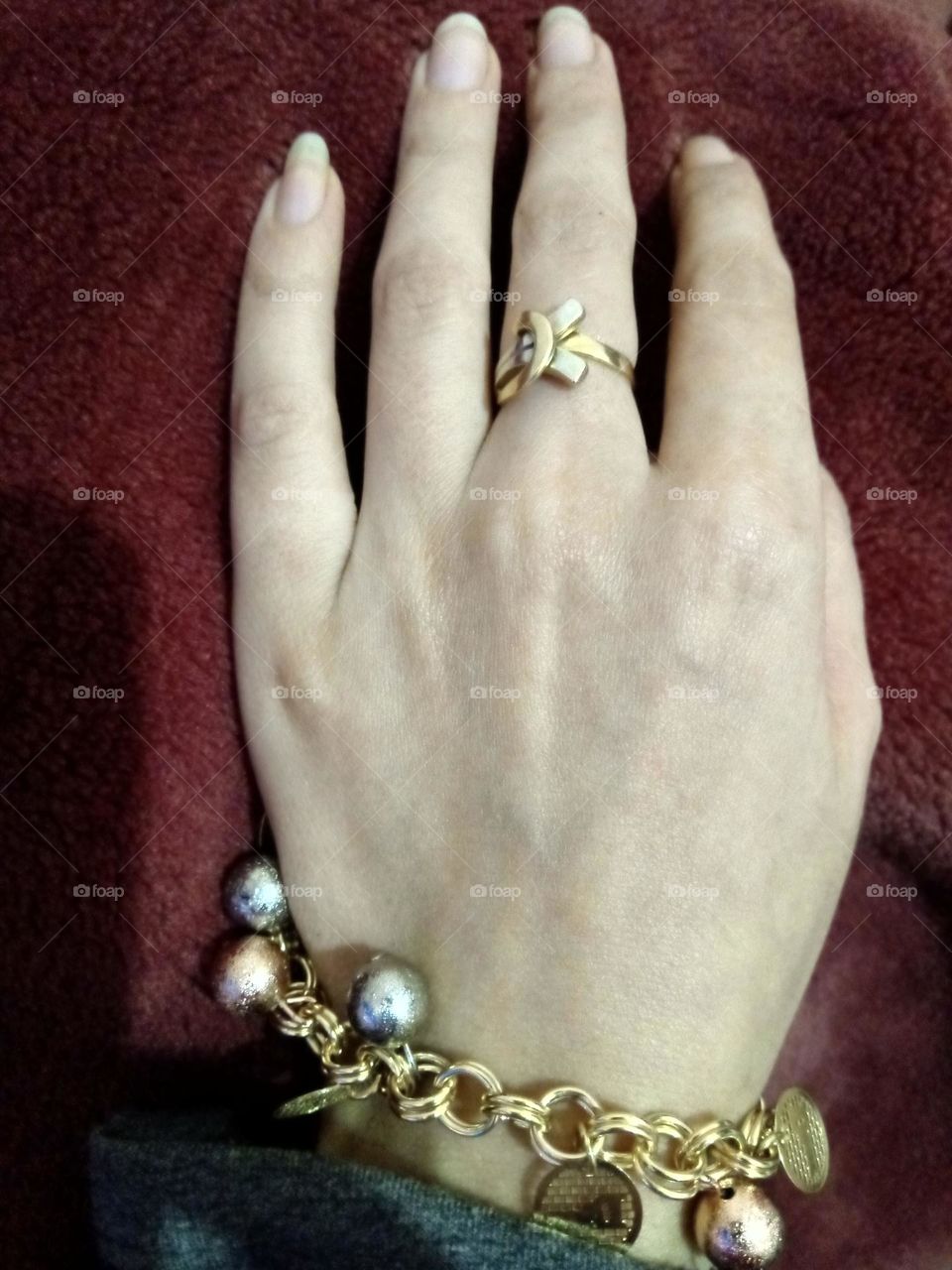 gold ring and bracelet