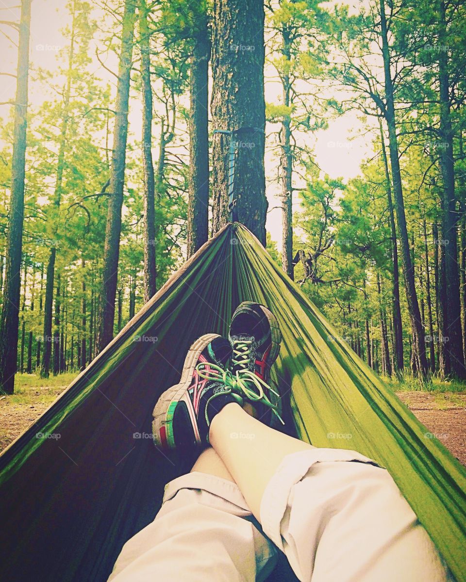 Relaxing in a hammock