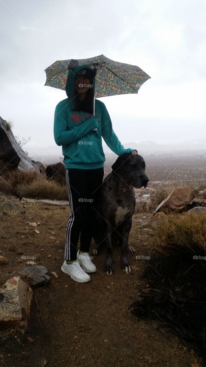 Hiking in the rain with Moby