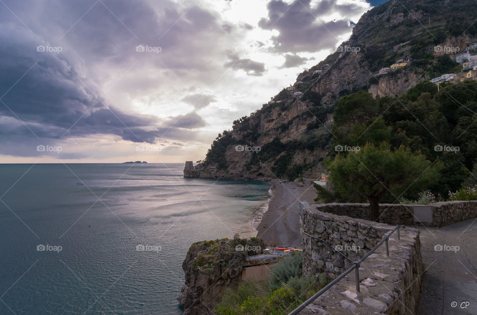 fornillo. fornillo beach in positano, spring