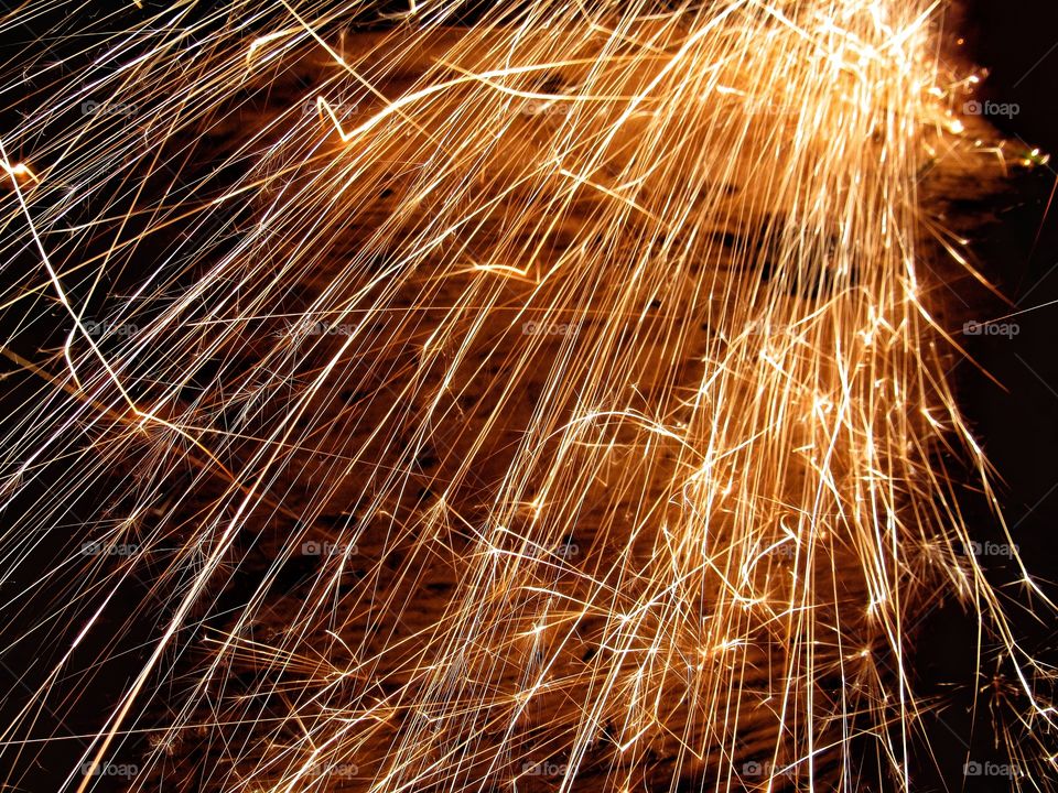 sparks at night