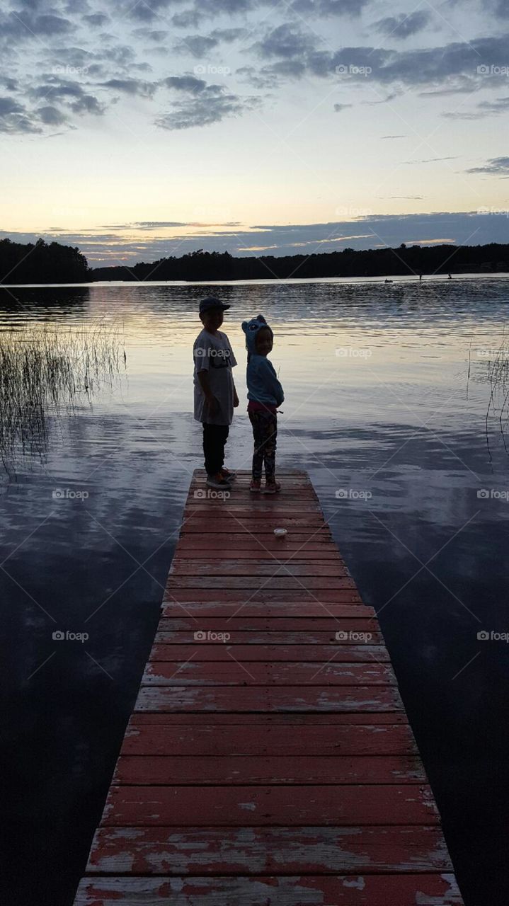 Water, No Person, Sunset, Lake, People