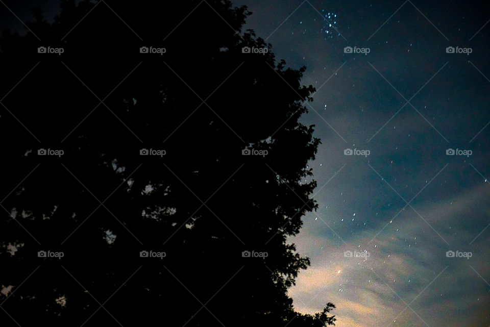 rising moon with constellation