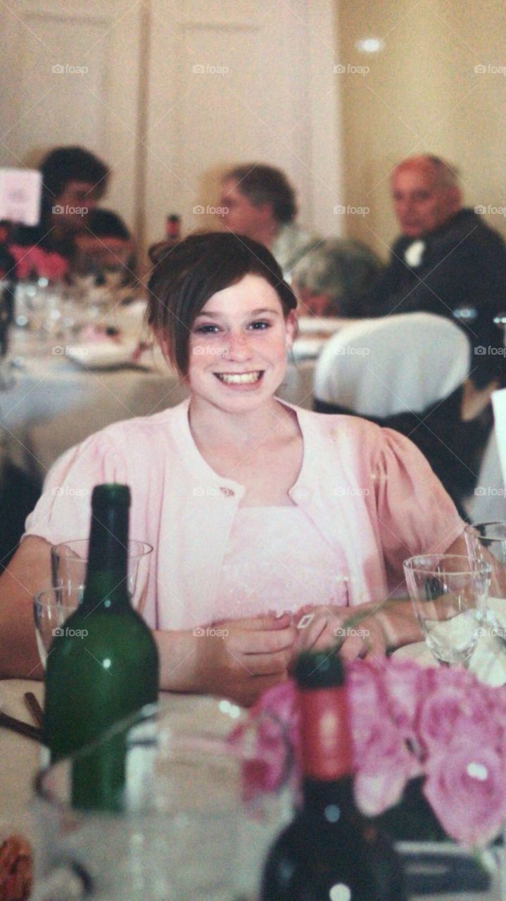 Pink at a wedding. Over smiling 