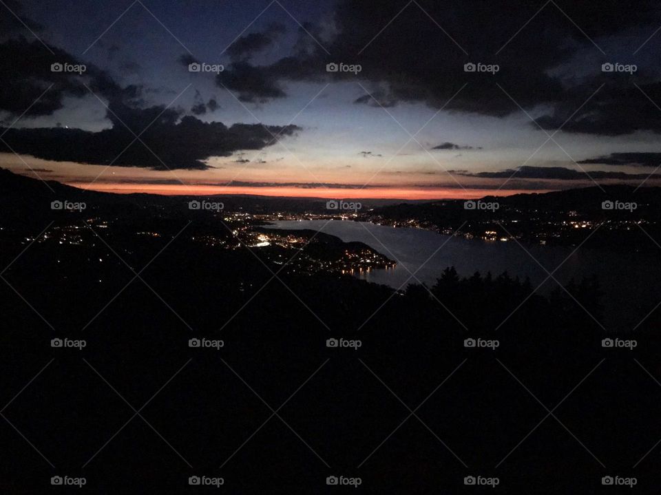 Sunset lake switzerland