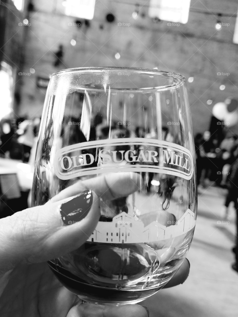 black white winery glass toast