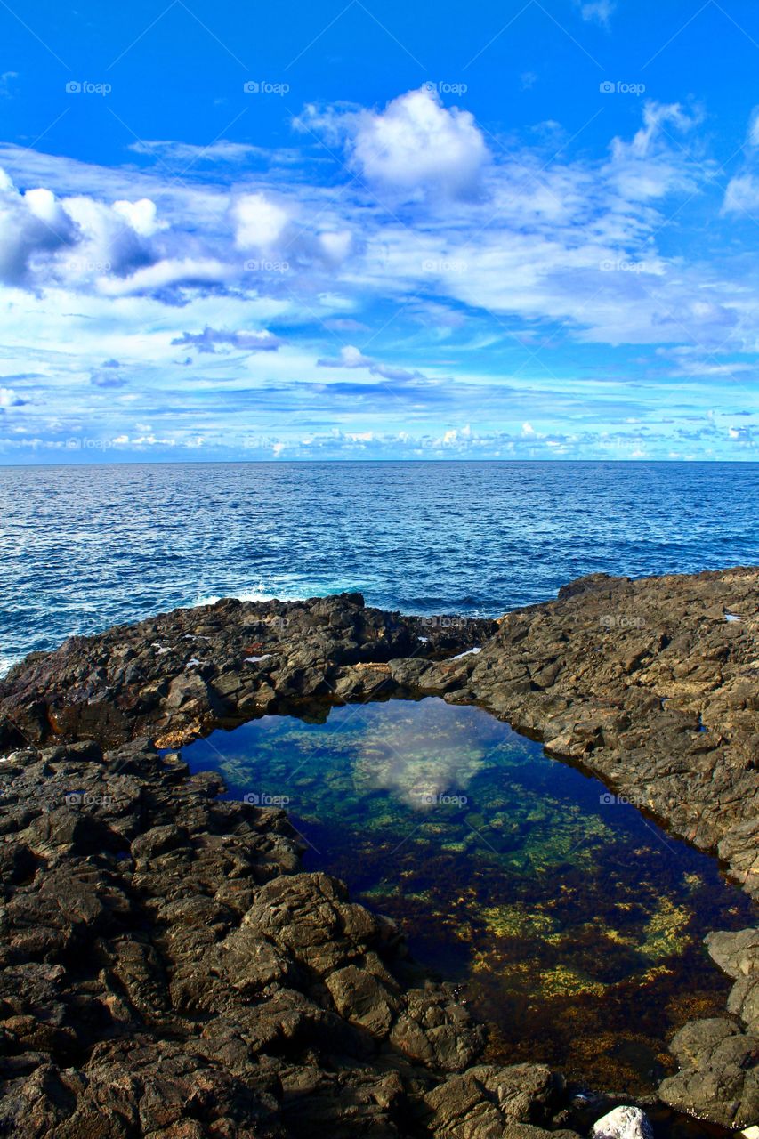 Clouds reflected in sea