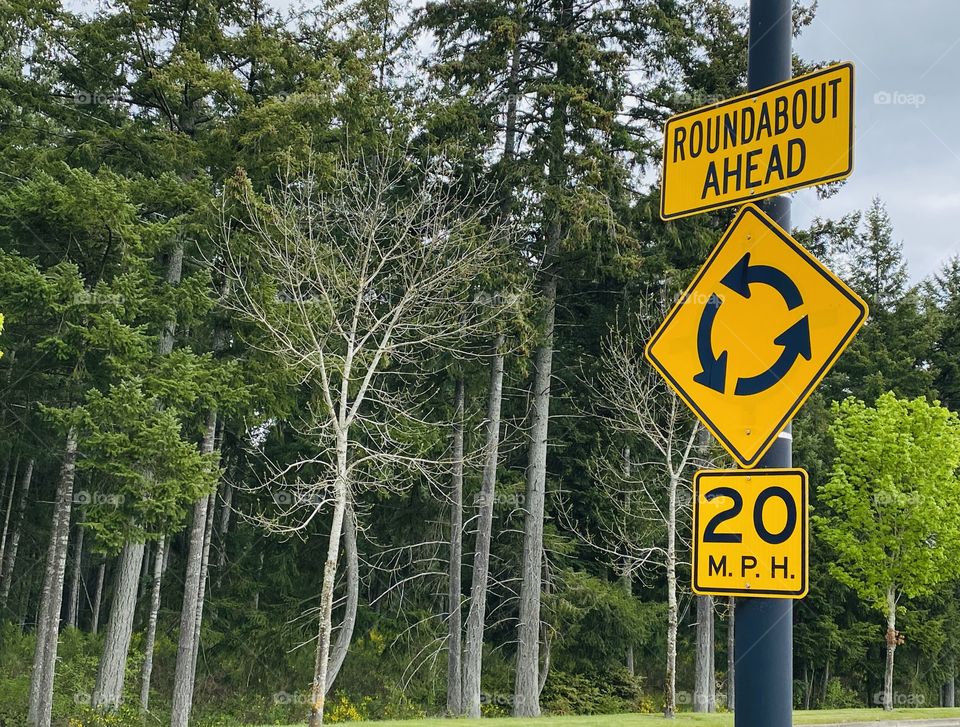 Traffic sign for roundabout.