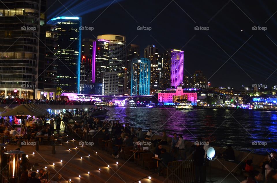 Sydney CBD during the Vivid show 2018