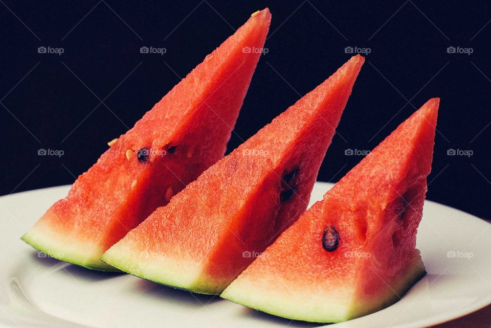 3 pieces of watermelon