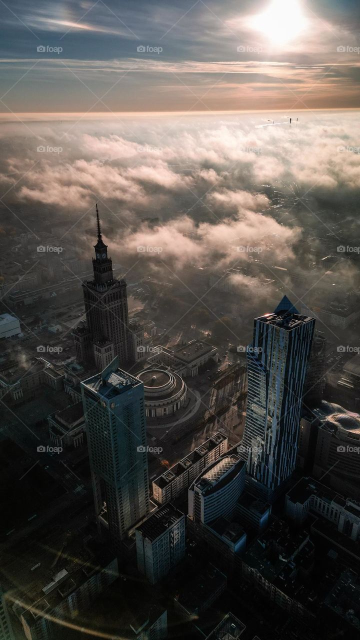 Warszawa center aerial view. 