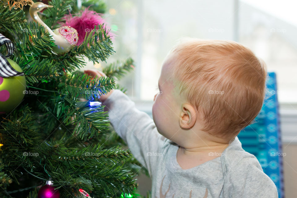 Looking at Christmas ornaments