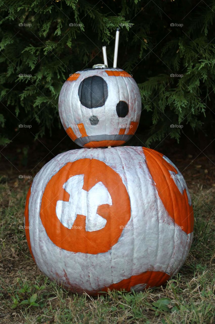 Star Wars BB-8 decorated pumpkin