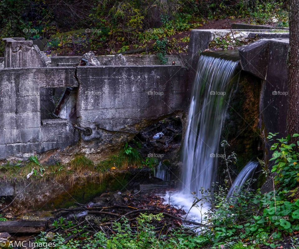 Rustic waterfall in Autumn