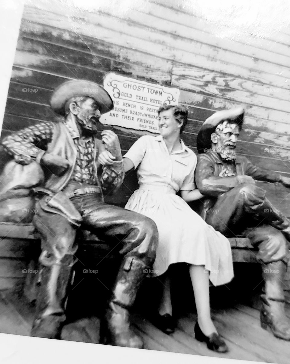 Grandma with the statues