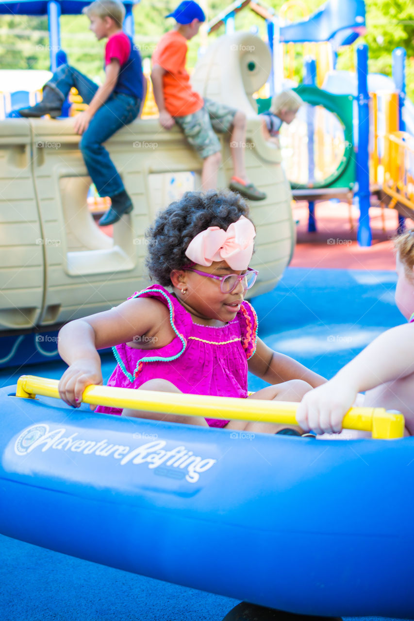 Girls Playing at the Park on a Raft 5