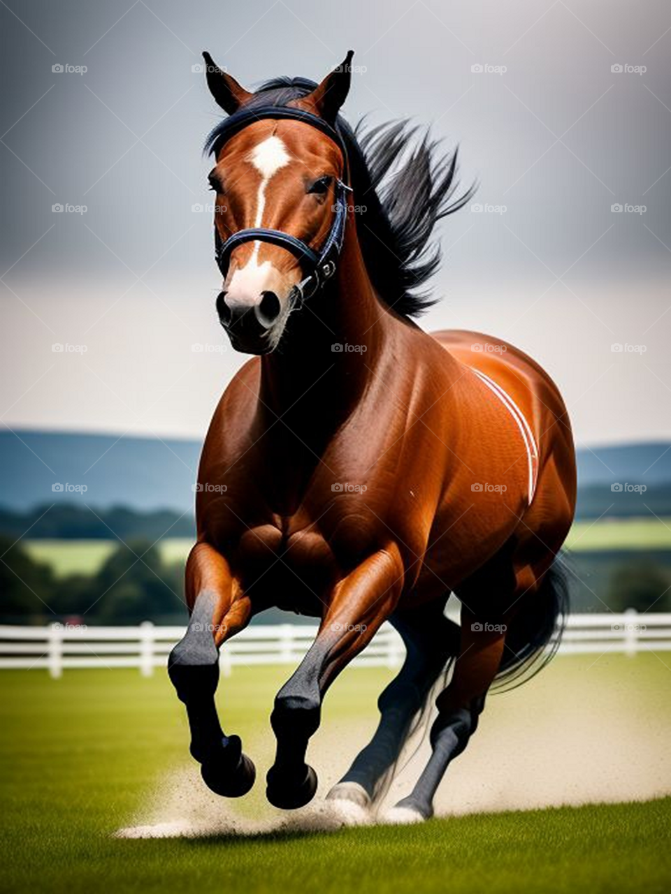 Beautiful brown horse running