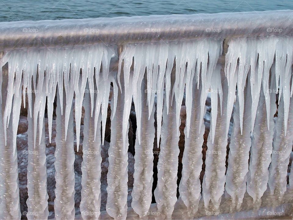 Icy railing