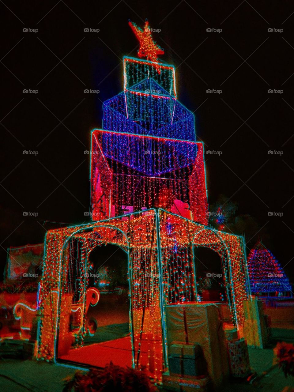 Christmas light decorations in rural Thailand.