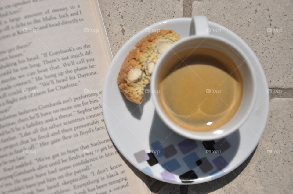 coffee, cookie and a book
