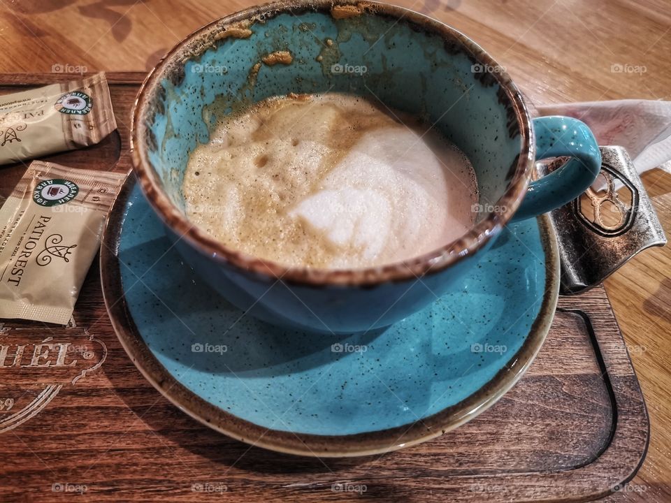 Coffee served drink view table day part