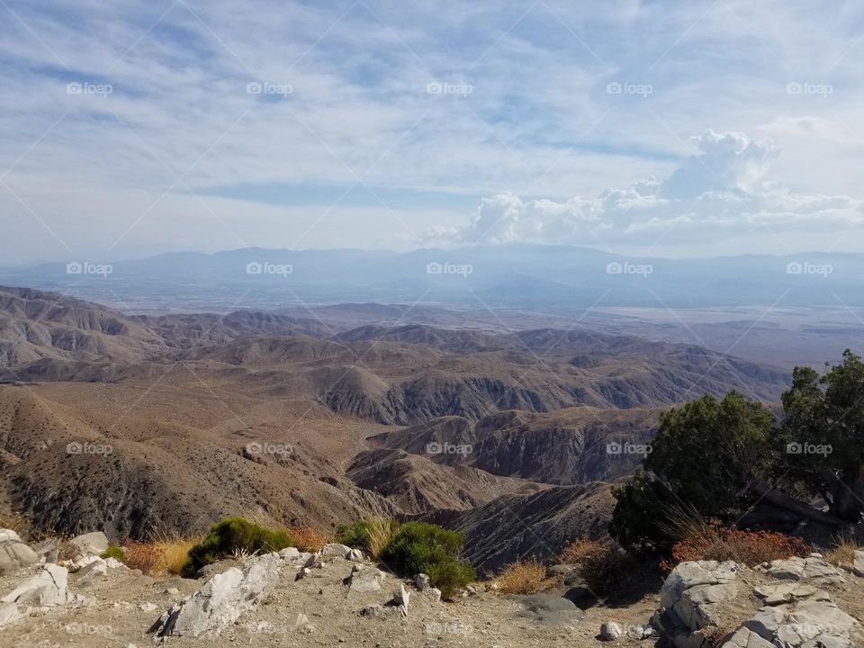 Overlooking the barren landscape of the California Mojave Desert.