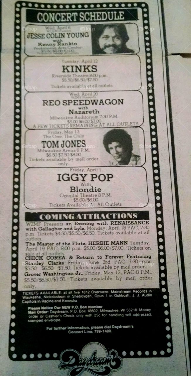 REO Speed Wagon Iggy Pop Tom Jones Milwaukee retro advertisement