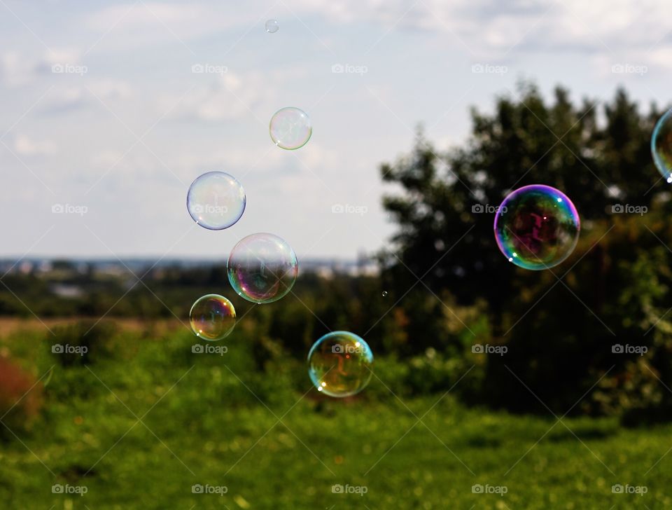 soap bubbles in the sky