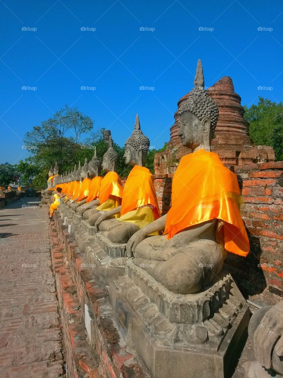pagoda, statue, sky, buddha, yellow, nature