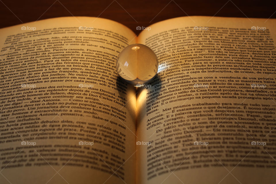 I glass ball under the book. Heart.
