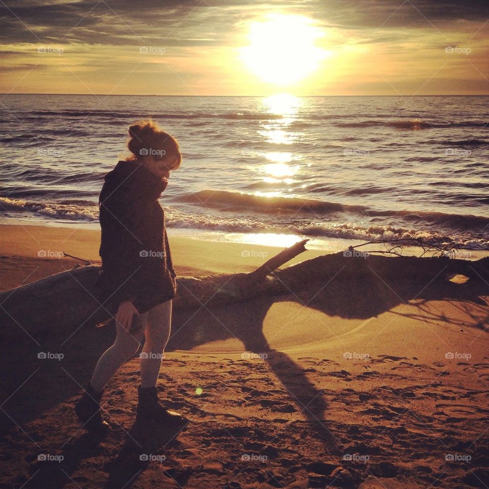 walking on the beach