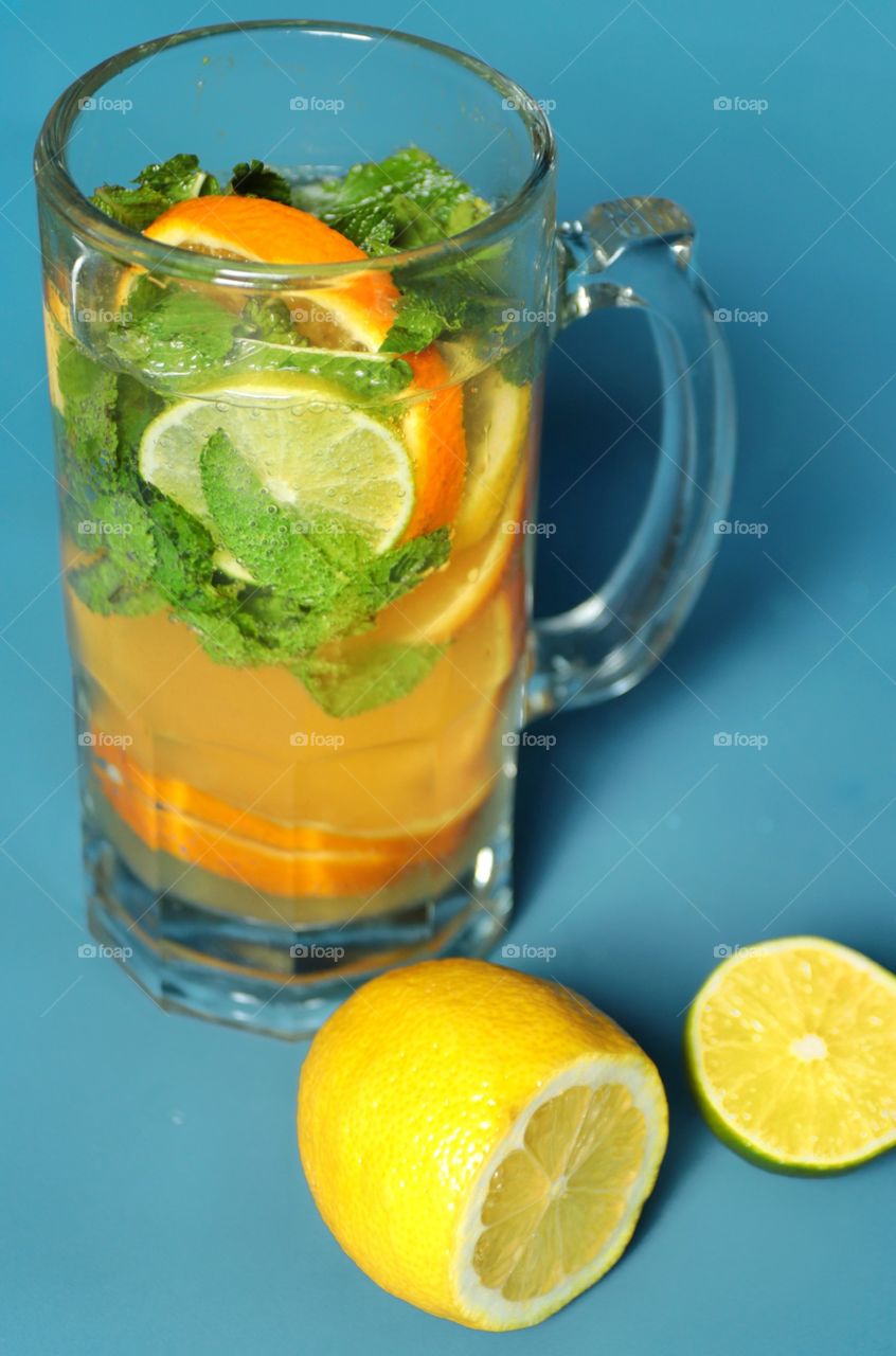 Lemonade with orange and lemon 