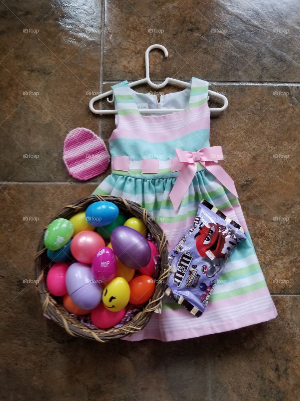 momma is ready for Easter! got the candy and eggs to hide. excited for little girl to wear her beautiful dress! happy Easter baby