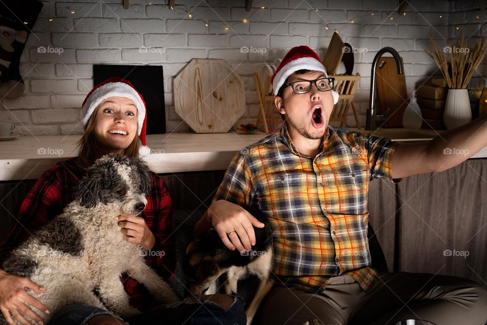 young couple watching movies