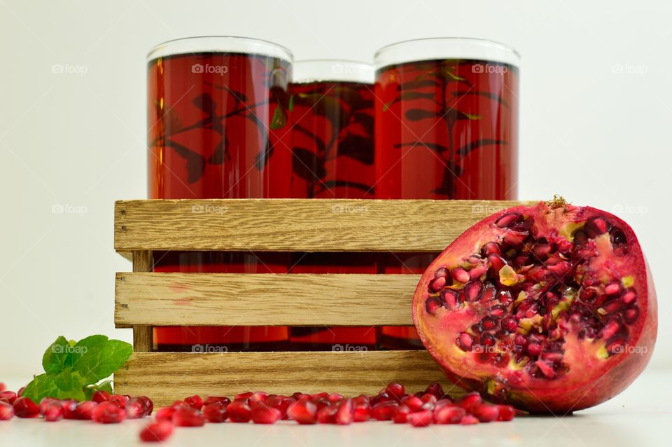 pomegranate juice and half fruit