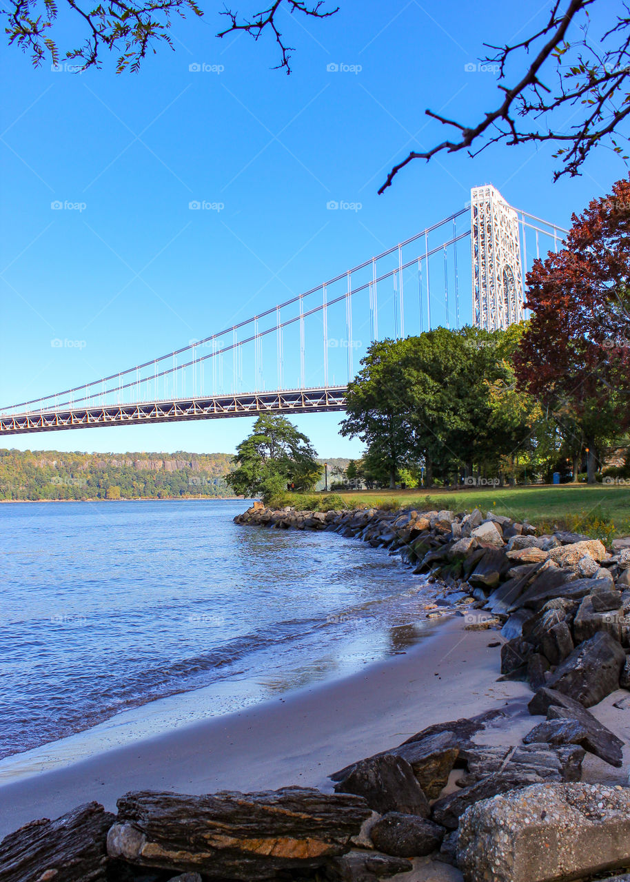 Looking Toward the GW Bridge from a Manhattan Beach