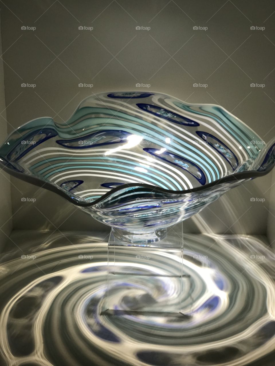 Glass bowl on display at Whimberley Glass Works in San Marcos, TX. 
Taken in portrait mode with iPhone 7+ 
