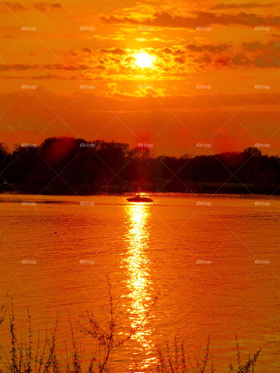 Sunset over the lake. 