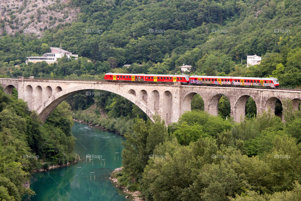 Train on the bridge